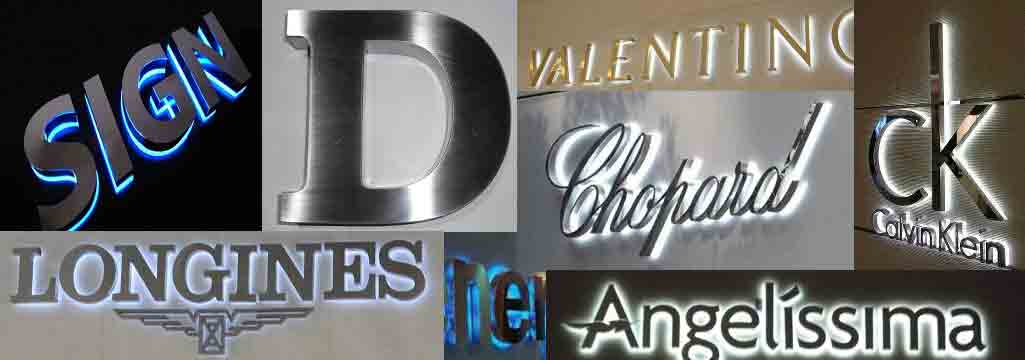 San Antonio storefront signs Stainless Steel backlit letters